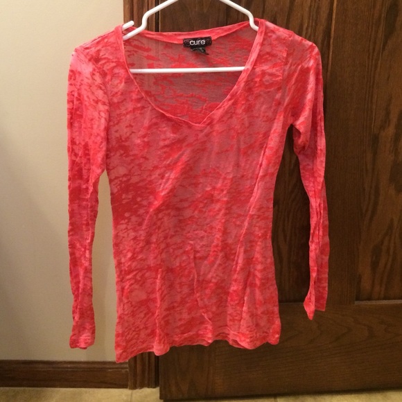 See through red long sleeve
