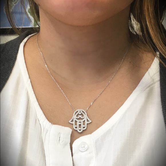 Sterling Silver Hamsa Necklace - Picture 3 of 4