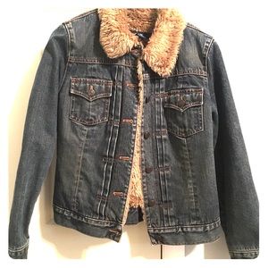 Vintage Gap fur-lined denim coat!