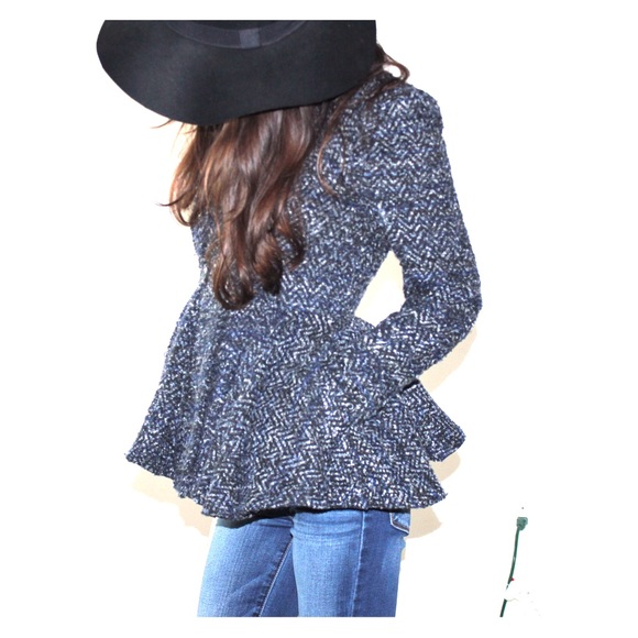 Free People tweed peplum coat jacket size 0