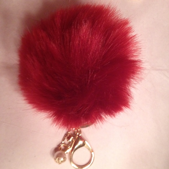 None Accessories - ❤️Garnet Pom Pom Faux Fur Keychain❤️