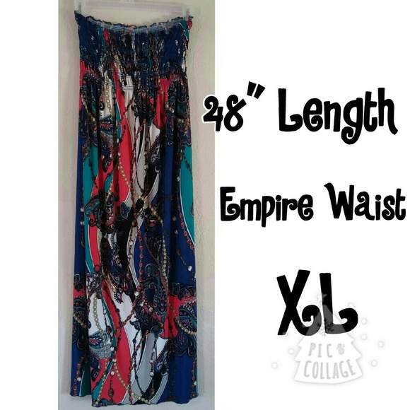 Strapless Empire Waist Paisley Dress XL