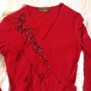 Beautiful Oilily Embroidered Red Wrap Dress