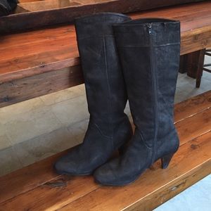 Black suede tall boots