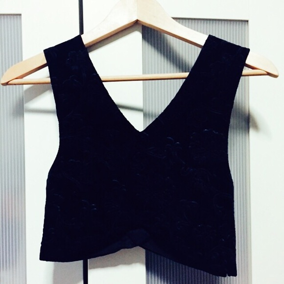 Black Velvet Crop Top