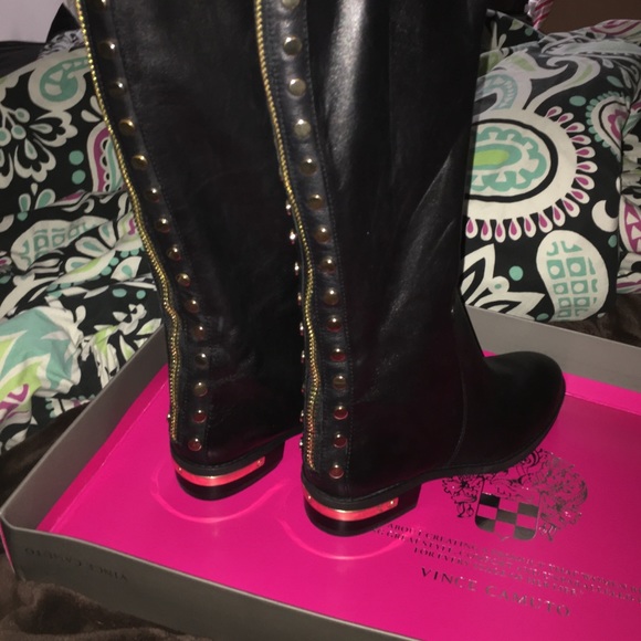 Vince Camuto Black Leather Riding Boots