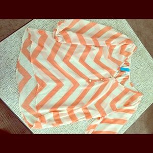 Orange and Cream Chevron blouse