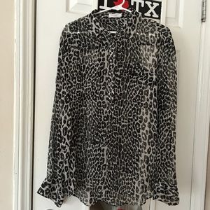 Black and white cheetah print button down shirt.