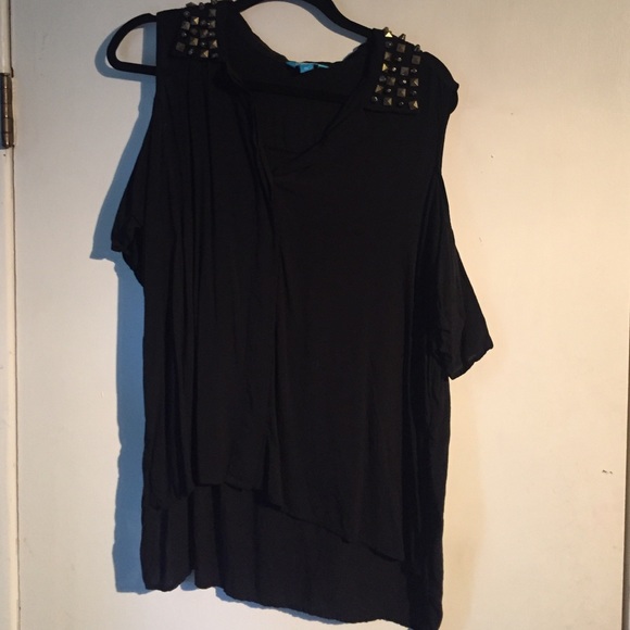 Cold Shoulder, Studded Neck Top
