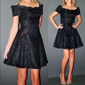 Black lace off the shoulder dress