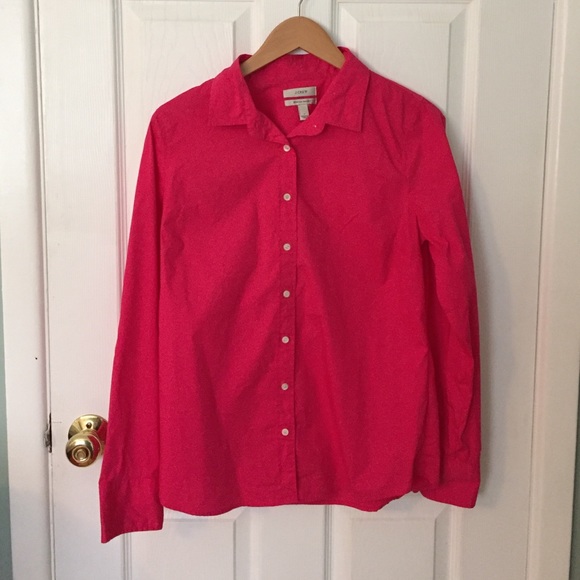 Hot pink Jcrew stretch perfect button down - med