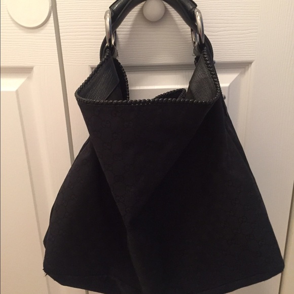 Gucci canvas hobo horsebit bag.
