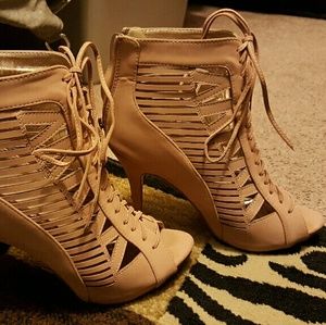 Tan laced heels