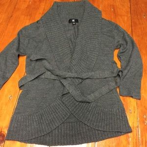 Wrap sweater with belt