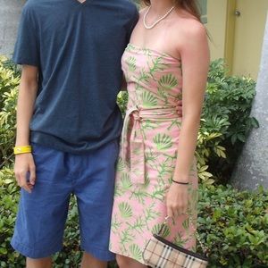 Designer coral printed preppy summer dress