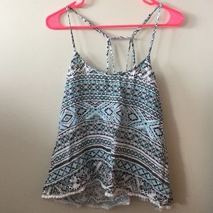 Light blue and white tribal tank