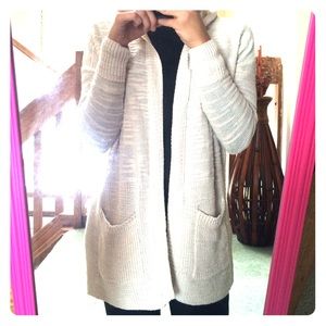 NWOT AE Ivory knit cardigan with hood