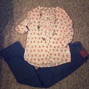 LC Lauren Conrad button down floral top