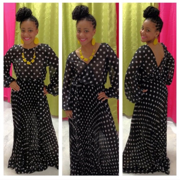 Classy Polka Dot Maxi Dress 💞❤️💞