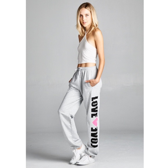 New fleece boyfriend pants (grey)