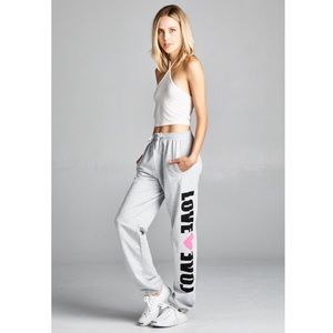 New fleece boyfriend pants (grey)