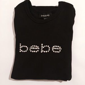 Bebe basic 3/4 black logo tee.