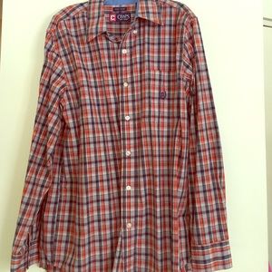 Men's Orange and Navy Chaps Button Down