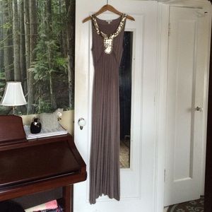 Sequin taupe maxi dress