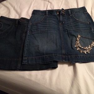 Three jean skirts