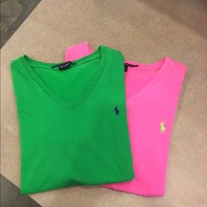 Women's Ralph Lauren V neck t-shirts set, Size L