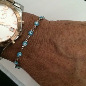 Evil Eye Bracelet Silver and Turquoise