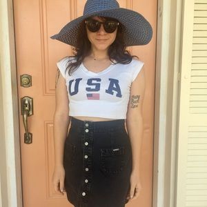 Vintage jean Bongo skater skirt