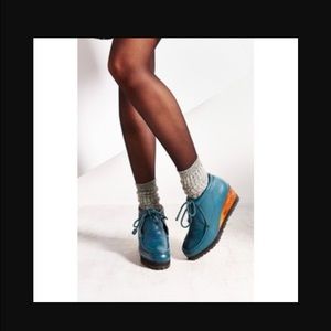 Ecote leather wedge booties sz8 Urban outfitters