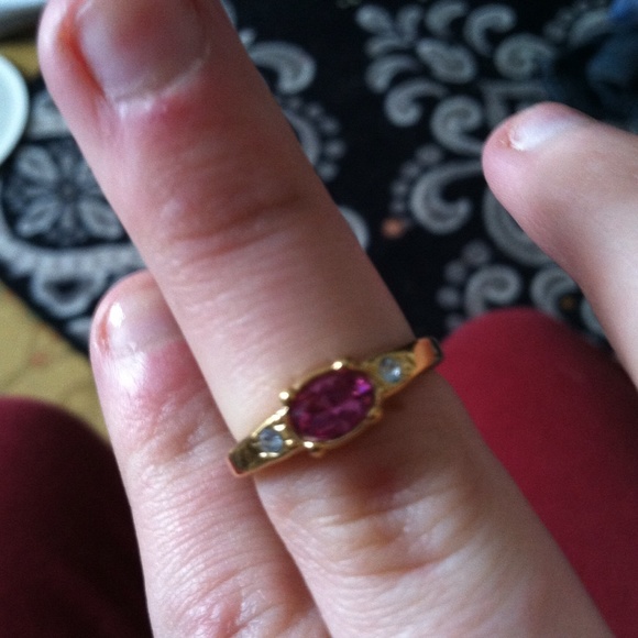 Synthetic raspberry garnet ring