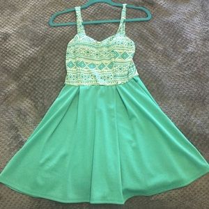 teal tribal printed dress