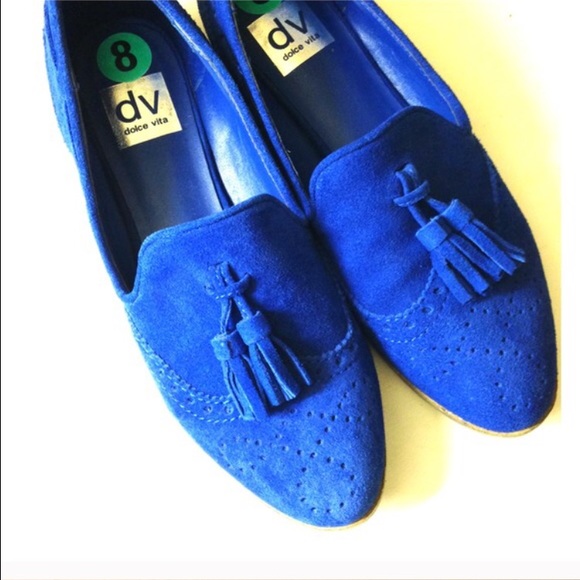 Dolce Vita Tassel Loafers Blue Suede