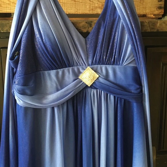 Royal purple semi formal tee length gown