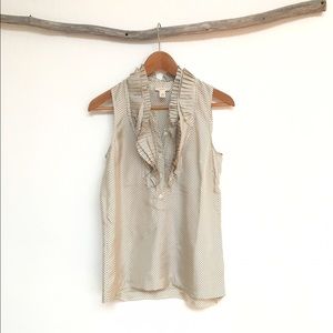 J. Crew silk sleeveless ruffle collar top - size 2