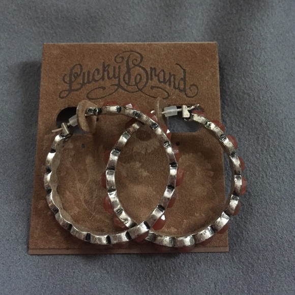 Lucky brand earrings silver hoops NEW