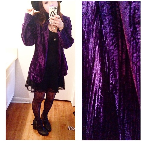 Crushed purple velvet blazer jacket coat