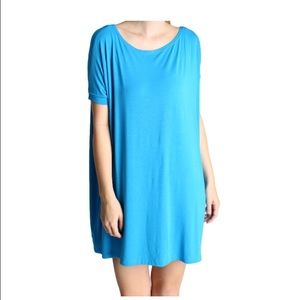 Piko short sleeve dress in turquoise SMALL
