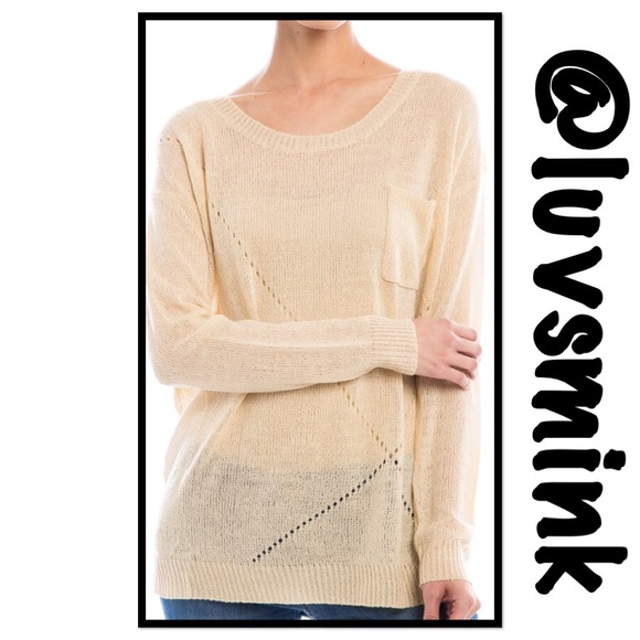 LACE BACK KNIT SWEATER IN BLUSH S/M - Picture 3 of 4