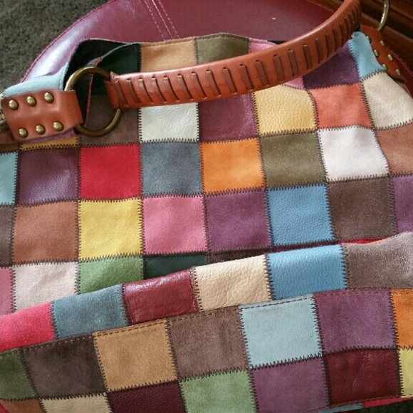 LUCKY BRAND patchwork suede and leather