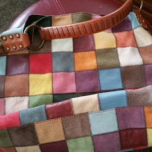 LUCKY BRAND patchwork suede and leather