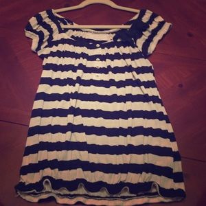 Navy blue and white blouse