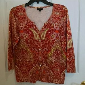 Talbots Pretty Paisley Cardigan
