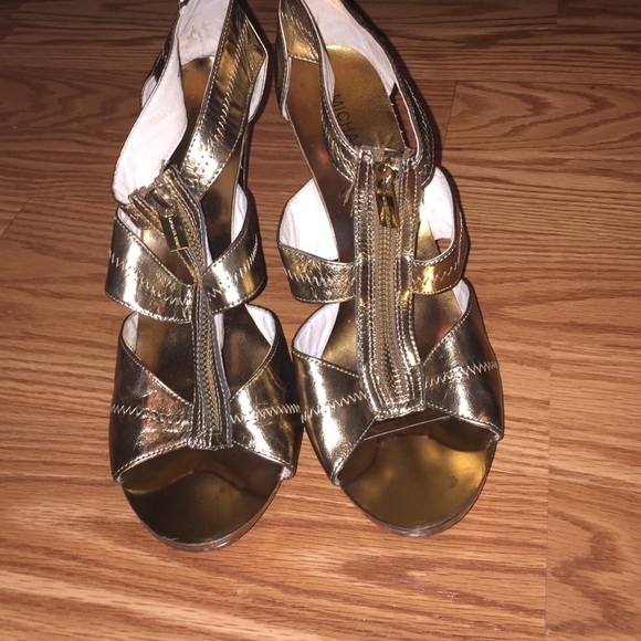 Michael Kors gold zip up heels
