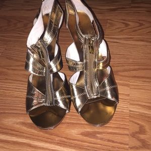 Michael Kors gold zip up heels