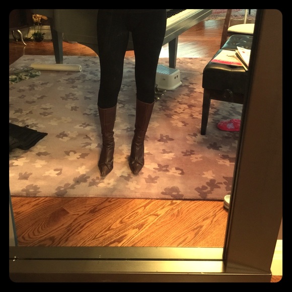 Authentic prada mid calf leather boots