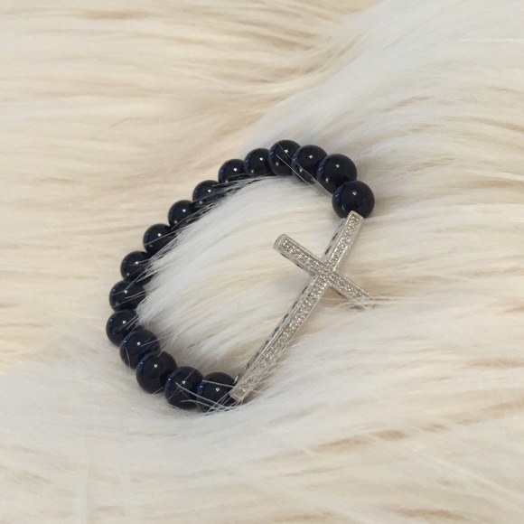 Heavenly treasures Black Onyx Diamond cross - Picture 1 of 4